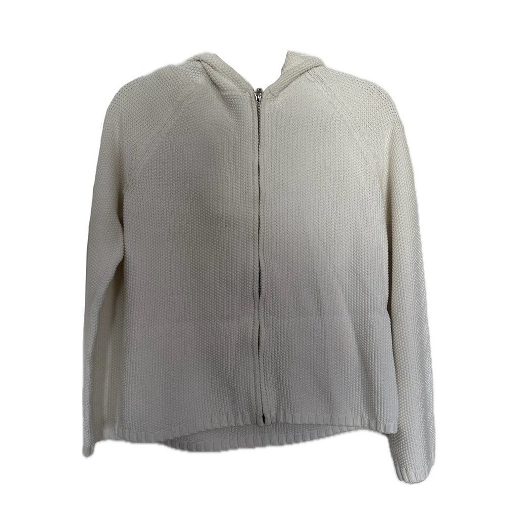 Jones New York Waffle Knit White Zip Hoodie